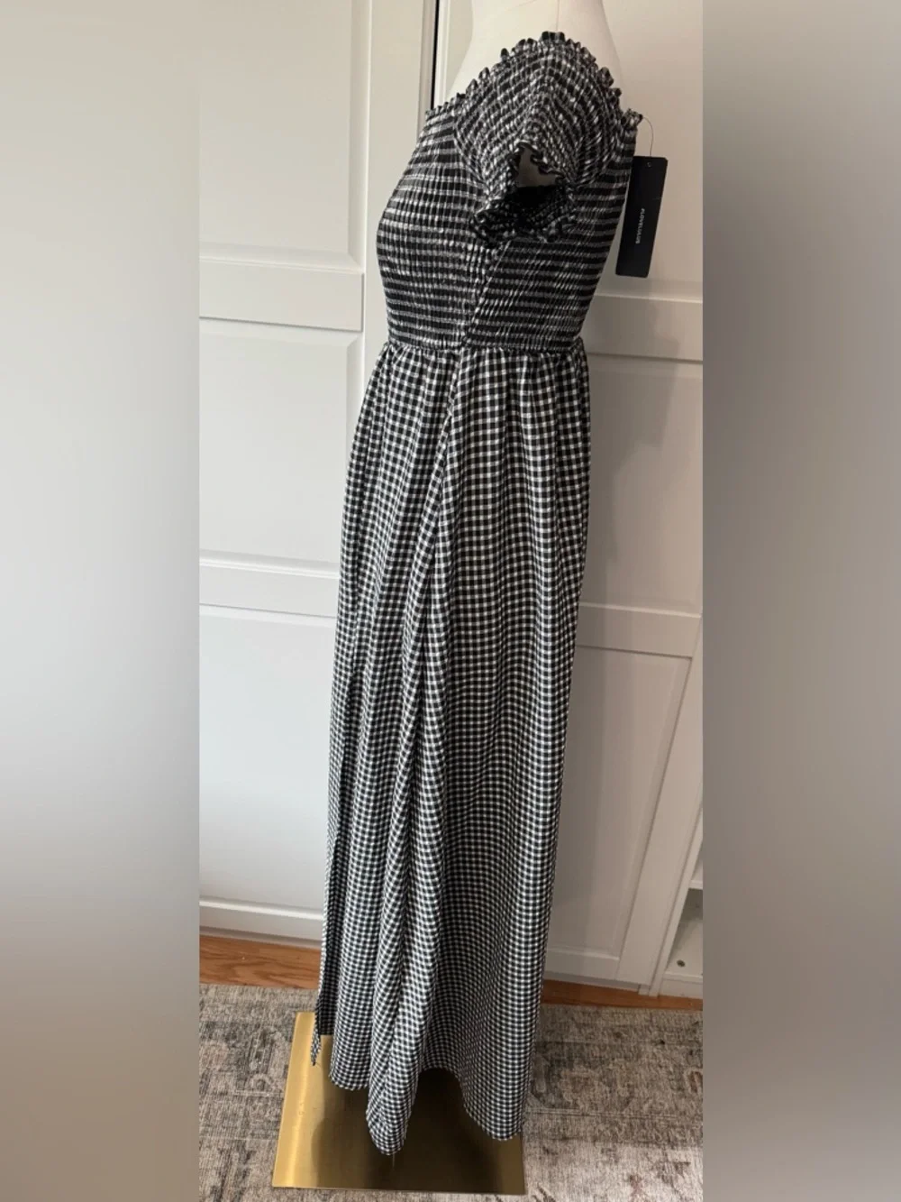 Lulu's Patsy Black & White Gingham Off the Maxi Dress Small NWT Current Style - Picture 7 of 10